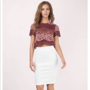 NWOT Wine Multi Lace Crop Top